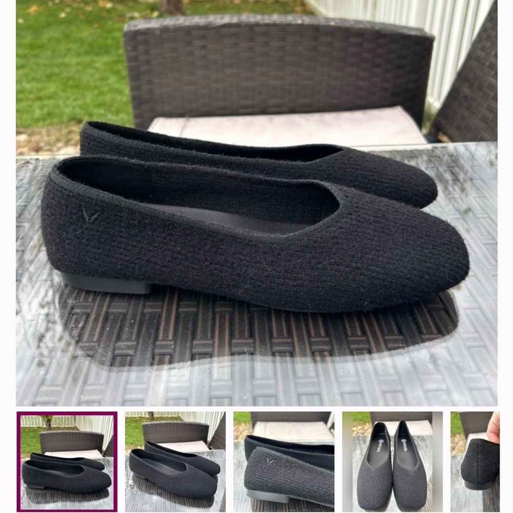Vivaia Margot 2.0 Square Toe Ballet Flats Fuzzy Texture 40 9